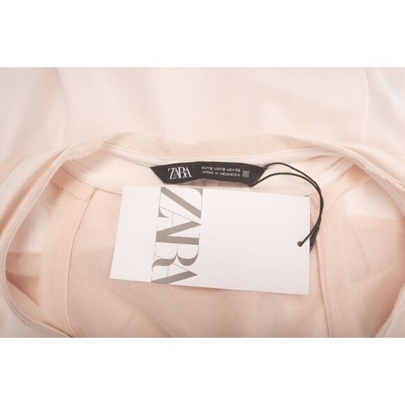 Zara Womens Slip Dress Maxi Ivory Ecru V-Neck Size S Semi sheer 7969/027 NWT - Picture 7 of 7